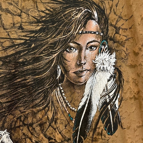 RAGTOPS x Vintage 90s Studded Native American Indigenous T-Shirt - Picture 8 of 13